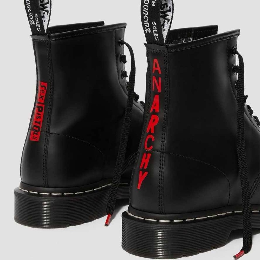 NIB SEX PISTOLS DR. MARTEN 1460 LIMITED EDITION BLACK LEATHER COMBAT ARMY BOOTS - Picture 7 of 9